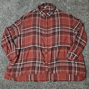 American Eagle Womens Blouse Multicolor Plaid Long Sleeve Button Down Size M